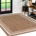 thumbnail image 6 of JONATHAN Y TSN210C-5 Lido Traditional Casual Pinstripe Border Brown/Cream 5 ft. x 8 ft. Indoor/Outdoor Area Rug, 6 of 10