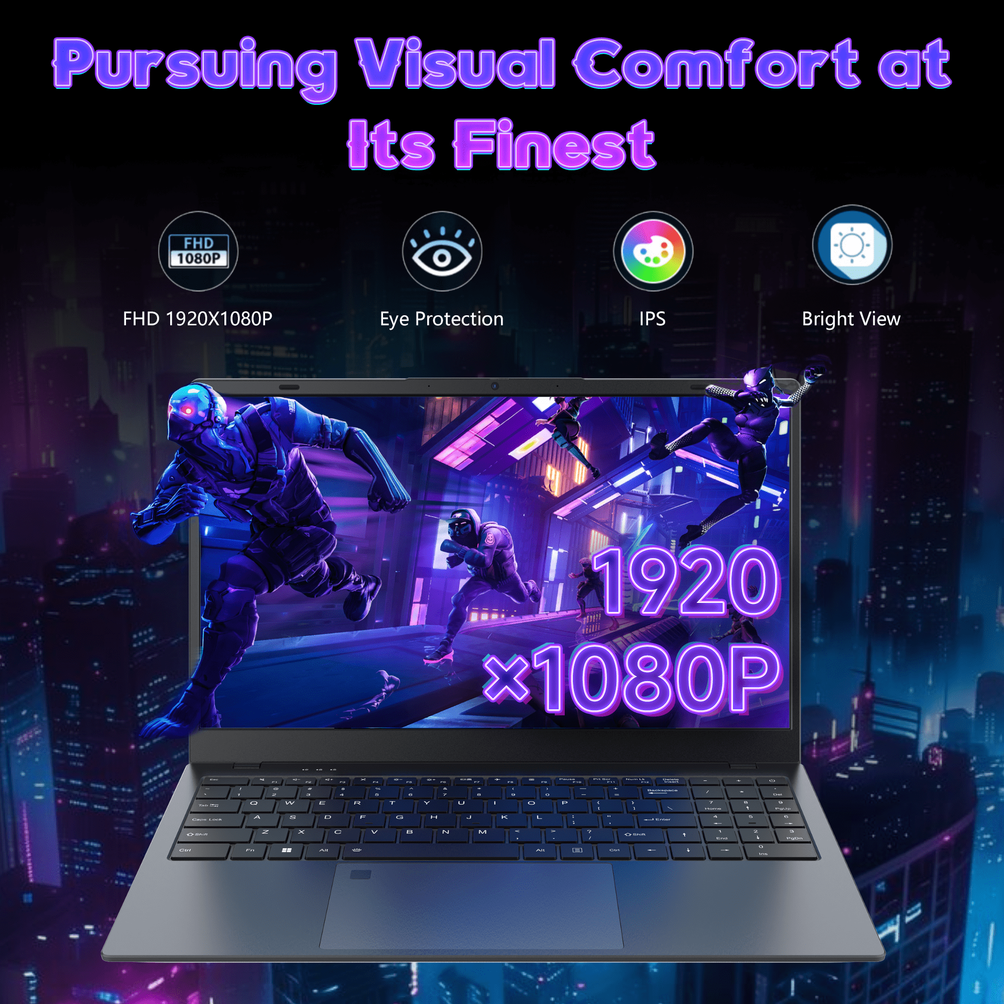 Ningmei 15.6 inch Windows Laptop Intel N150 16GB RAM 512GB SSD Wifi6 Bluetooth5.2 1080P FHD IPS Display Fingerprint Unlock