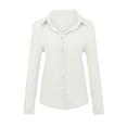 thumbnail image 7 of Pxxlle Linen Shirt Women Button Down Business Casual Shirts Dressy Long Sleeve Office Work Tops Solid Color Spring Summer Clothes White M, 7 of 7