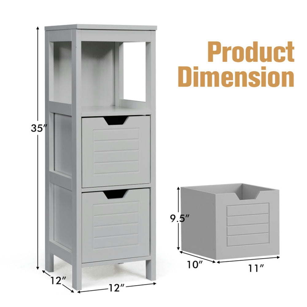 Finihen Storage Cabinet, Floor Cabinet, Bathroom Wooden Floor Cabinet Multifunction Storage Rack Stand Organizer, for Bathroom, Living Room, Bedroom, Kitchen, Gray