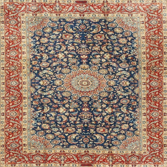 Ahgly Company Indoor Square Traditional Chestnut Brown Medallion Area Rugs, 4' Square