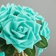 Efavormart 24Pcs Artificial Flowers Real Touch Turquoise Foam Roses ...