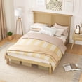 thumbnail image 4 of Auranook Full Rattan Bed Frame, Cane Bed Mattress Foundation w / Rattan Headboard, Under-bed Storage, Rubber Wood Legs, Boho Wooden Platform Bed, 4 of 10