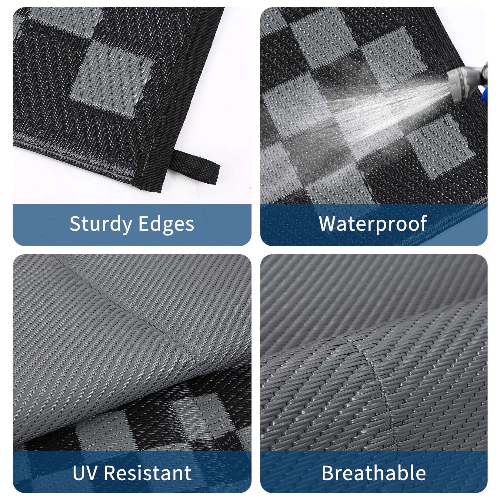 Outdoor Rug, Waterproof Reversible Patio Rug, Extra Large Plastic Straw Area Rug for Camping, RV, Backyard