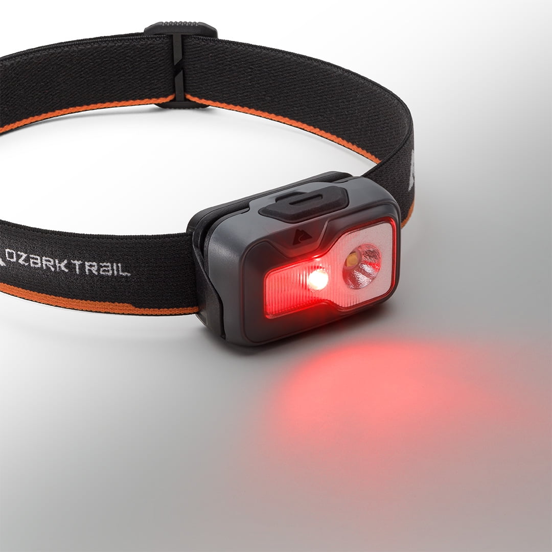 (2 pack) Ozark Trail 500 Lumen LED Headlamp – Multi-Color, Lightweight, Water Resistant, 4 Modes, 3 AAA Batteries Included – Gray/Orange