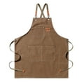 thumbnail image 2 of Runquan Fashion Chef Apron with Pockets Working Uniform Heavy Duty for Kitchen Work Brown, 2 of 7