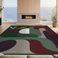 thumbnail image 2 of Design&I 8'x10' Washable Area Rug Sleek Flatweave Pet Friendly Deep Green Abstract Geometric Artwork Design Elegant Contemporary Shapes with Subtle for King Size Bedroom, Under Bed, 2 of 7