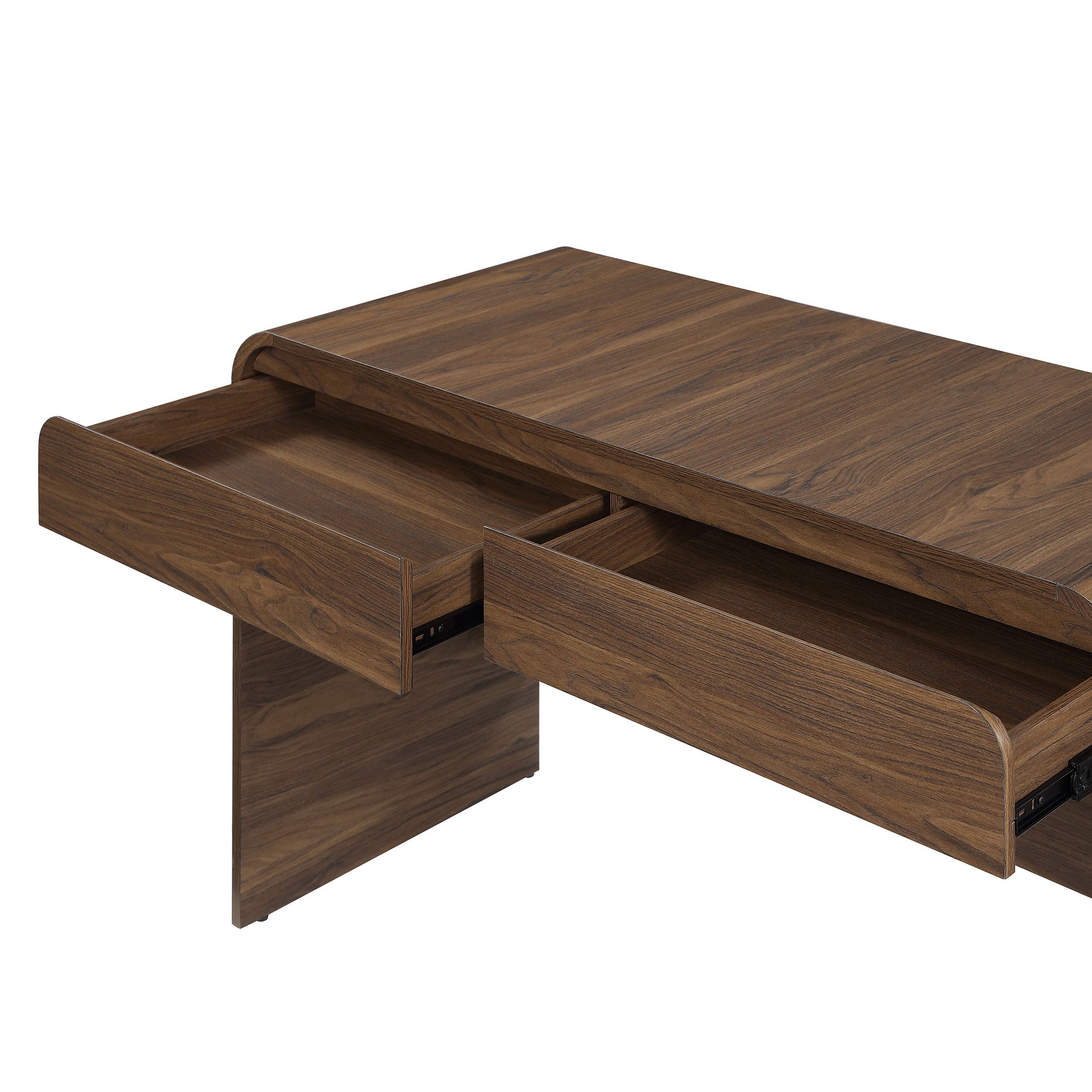 Better Homes & Gardens Juliet Curved Loft Desk with Storage, 19-inch depth, Walnut Finish