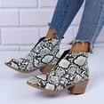 thumbnail image 5 of Womens Dressy Cutout Slip On Ankle Boots Fashion 2023 Leopard/Snakeskin/Solid Low Stacked Heel Western Booties Shoes, 5 of 6