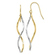 DISCOUNT JEWELERS Real 14kt Two-tone Twist Dangle Earrings; for Adults and Teens; for Women and Men