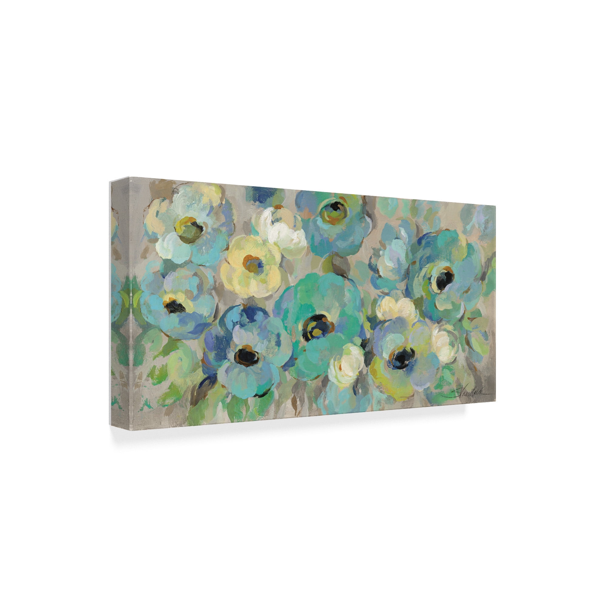 Silvia Vassileva 'Fresh Teal Flowers' Canvas Art