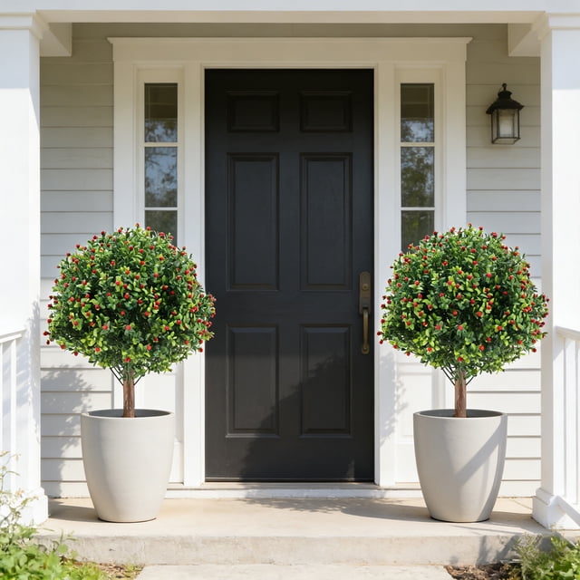 MTBLYS Artificial Boxwood Tree 60Cm Tall Plastic Outdoor Garden Landscaping Ground Insert Decoration