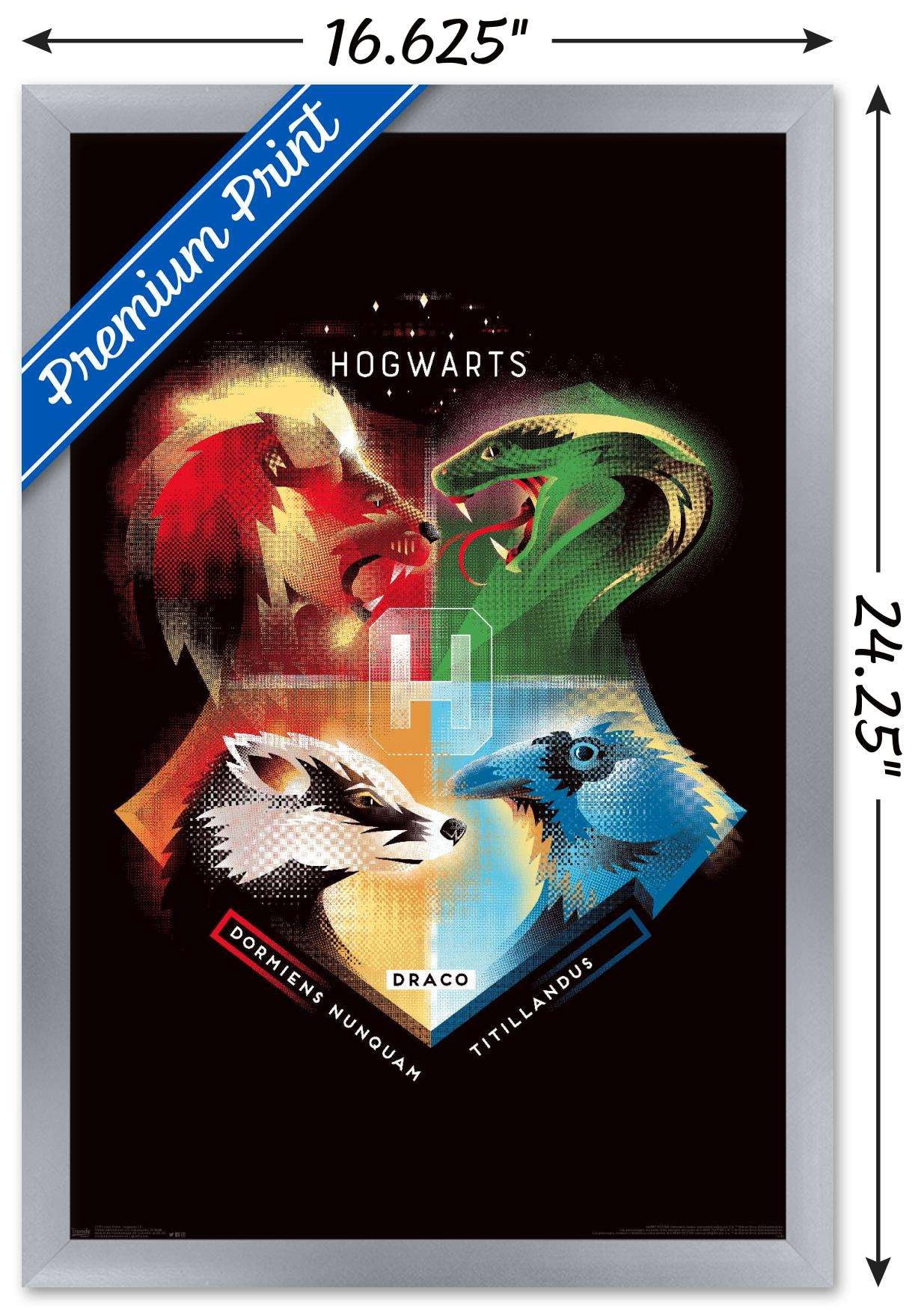 The Wizarding World: Harry Potter - Hogwarts House Crests Wall Poster, 14.725" x 22.375", Framed