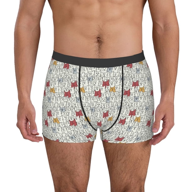 Fotbe Funny Cat White Calzoncillos Tipo Boxer con Bolsa de Soporte Total para Hombre, X-Temp Fresco, Transpirable y de Secado Rápido-X-Large