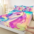thumbnail image 4 of Erosebridal Unicorn Gifts Bed Sheets For Unicorn Lover,Cute Unicorn Animals King Sheets For Kids Girls 4 Pieces, 4 of 6