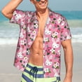 thumbnail image 7 of Pofeuu Rose Rabbit Print Hawaiian Shirt for Men Sleeves Casual Button Down Summer Beach Dress Shirts T-Shirts,3X-Large, 7 of 7