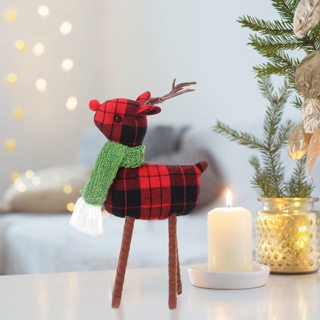 Xihbxyly Muñeco de Ciervo Navideño, Tejido Acogedor, Decoración Navideña Caprichosa, Suave y Ligero, Versátil para Decorar El Hogar o El Árbol, Perfecto para Festividades Navideñas, Tamaño 27 X 14 X