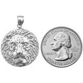 thumbnail image 3 of Rhodium Plated 925 Sterling Silver Lion Head Medallion, 3 of 5