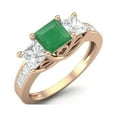 thumbnail image 2 of 2.11 Cts Square Cut Halo Three Stone Emerald Gemstone 925 Sterling Silver Rose Vermeil Women Valentines Day Gifts Ring, 2 of 3