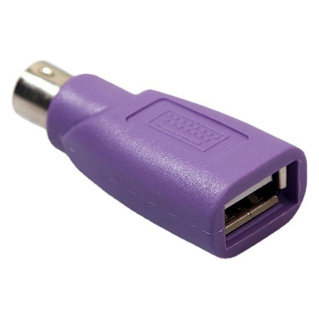 USB hembra PS 2 macho cabeza morada PS2 macho cabeza redonda mouse teclado interfaz convertidor conector