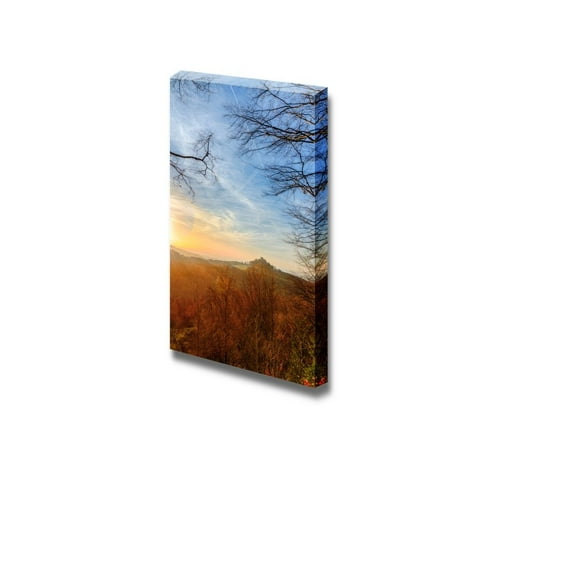 wall26 Lovely Silhouette Winter Landscape Panorama Picture of Northern Bavaria Germany in The Sunset - Canvas Art Wall Art - 24" x 16"