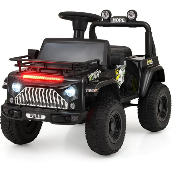 OLAKIDS Kids Ride on Car, 6V Battery Powered Electric Vehicle ATV for Toddlers with Foot Pedal, Music, Horn, Radio, Rear Storage, LED Lights, USB, 4 Wheels Toys for Boys Girls Aged 3-8 Years