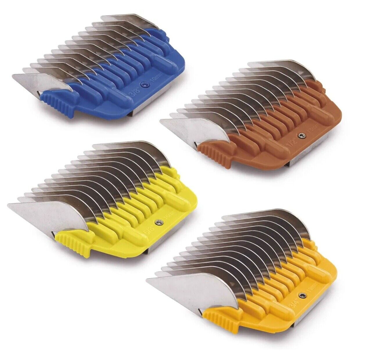 Pro Dog and Pet Grooming Wide Snap on Attachment Guide Combs Makes Grooming Easy (Set of 4 A