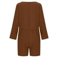 thumbnail image 5 of RKSTN Short Jumpsuits for Women Plus Size Long Sleeve V Neck Pleated Texture Baggy Beach Vacation Outfits for Women with Pockets (Brown ,XL), 5 of 6
