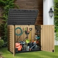 thumbnail image 4 of ModFusion Garden Resin Storage Shed, 35 cu ft, 2 Door, Lock, Metal Support Rod, Floor, Deck Box, for Trash Can, Brown, 4 of 11