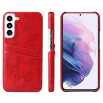 SaniMore for Samsung Galaxy S23 6.1" Wallet Case Built-in Card Slot, Ultra-Thin Premium Oil Wax PU Leather & Rugged PC Anti-Scratch Shockproof Protective Cover for Samsung S23, Red