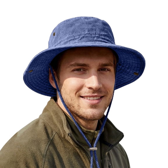 Certgust Women's Sun Hats Under $10 Sun Hat for Women Casual Hunting Jungle Outdoor Fishing Large Head Size Sun Hat Bucket Hats for Woman Blue