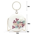 thumbnail image 2 of Sac Pochette de Soirée Floral, Pochette Brodée de Fleurs Perlées, Sac à Main Rond, Sac Bandoulière (Blanc), 2 of 5