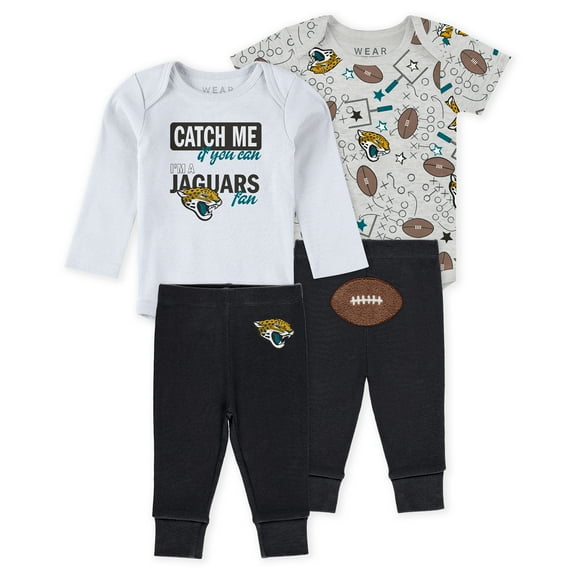 Infant & Newborn WEAR by Erin Andrews Jacksonville Jaguars Three-Piece Turn Me Around Bodysuits & Pant Set