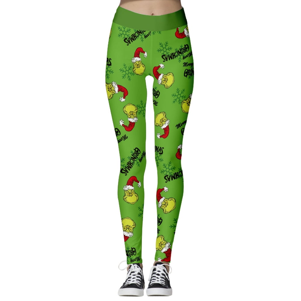 Fuwaxung Christmas Grinch Grinch 3D Digital Print Tight Feet Ladies Yoga  Leggings Cosplay 