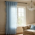 thumbnail image 4 of XmhyTop-A 2-Pack Sheer Ruffle Window Curtain Panels, 140x220cm Farmhouse Cottage Curtains, Flowy Ruffled Bedroom Curtains, Semi-Sheer Panels,Blue, 4 of 4