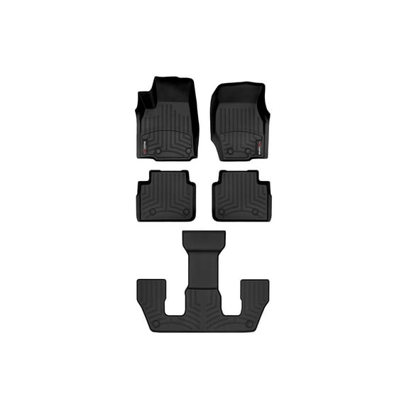 WeatherTech Custom Fit FloorLiners compatible with 2022-2024 Jeep Grand Cherokee L - Complete Set (1st, 2nd (2-Piece) & 3rd Row), Black