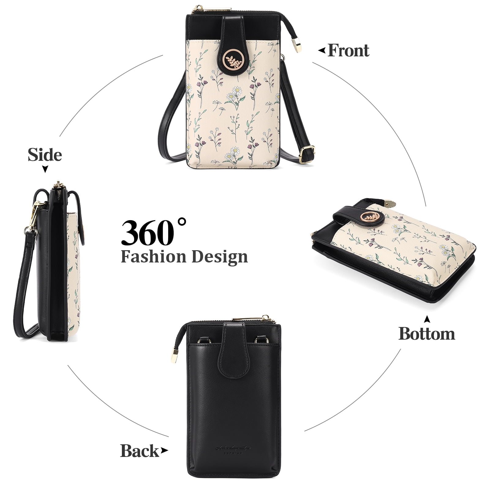 GAEKEAO Small Crossbody Bags for Women Leather Cell Phone Purse Bag Wallet with RFID Blocking Credit Card Slots
