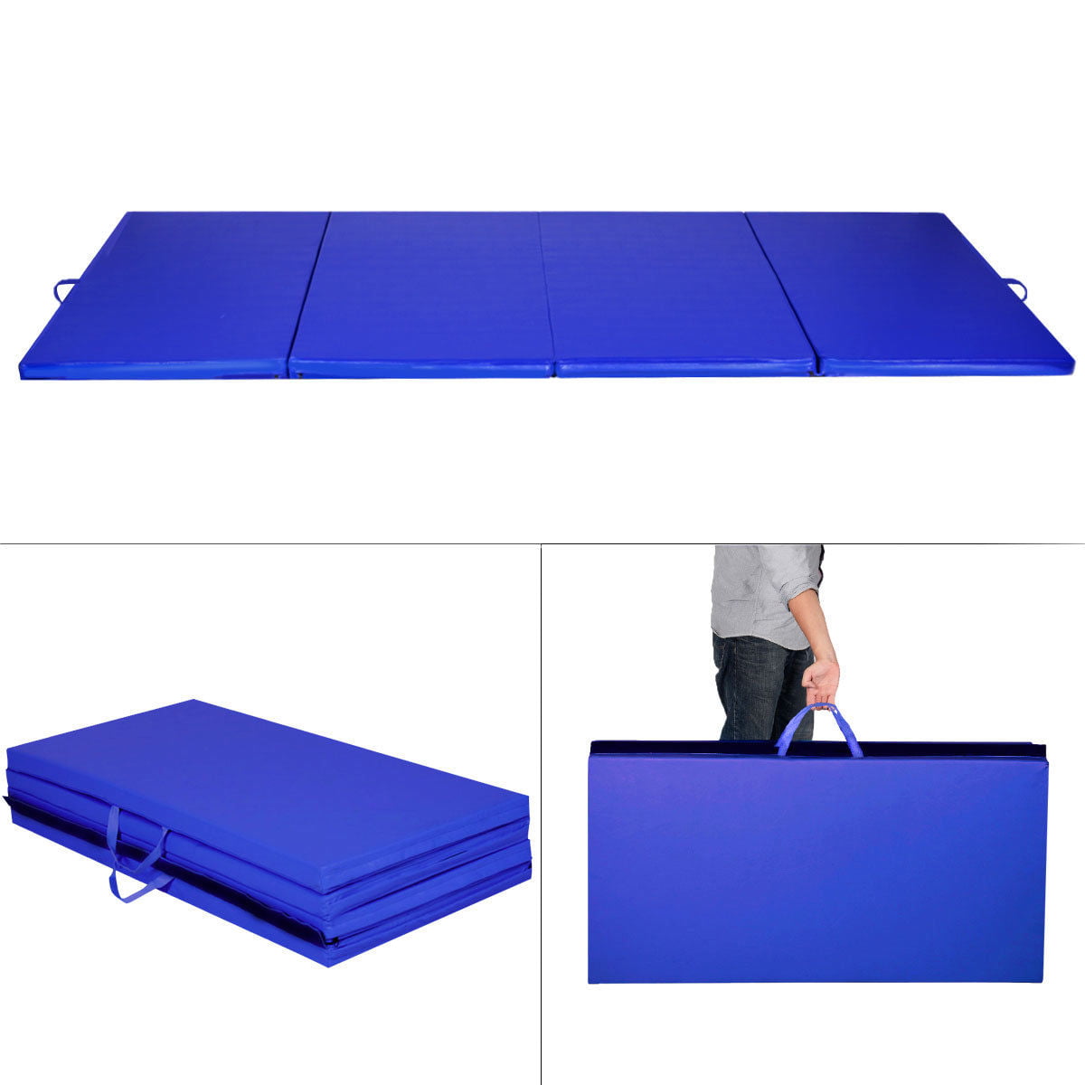 Gym Mats for Home 4x8x2 Thick 4 Folding Panel Gymnastics Mat for Home Yoga Mat Exercise Pad Lightweight Panel Mat for Home Gym Mat Indoor Outdoor Exercise Mat Portable Gymnastics Mat 