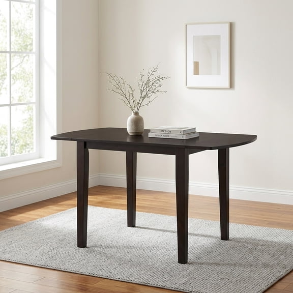 Extendable Dining Table for 2-4 People, Drop Leaf Folding Kitchen Table - Modern Dark Brown
