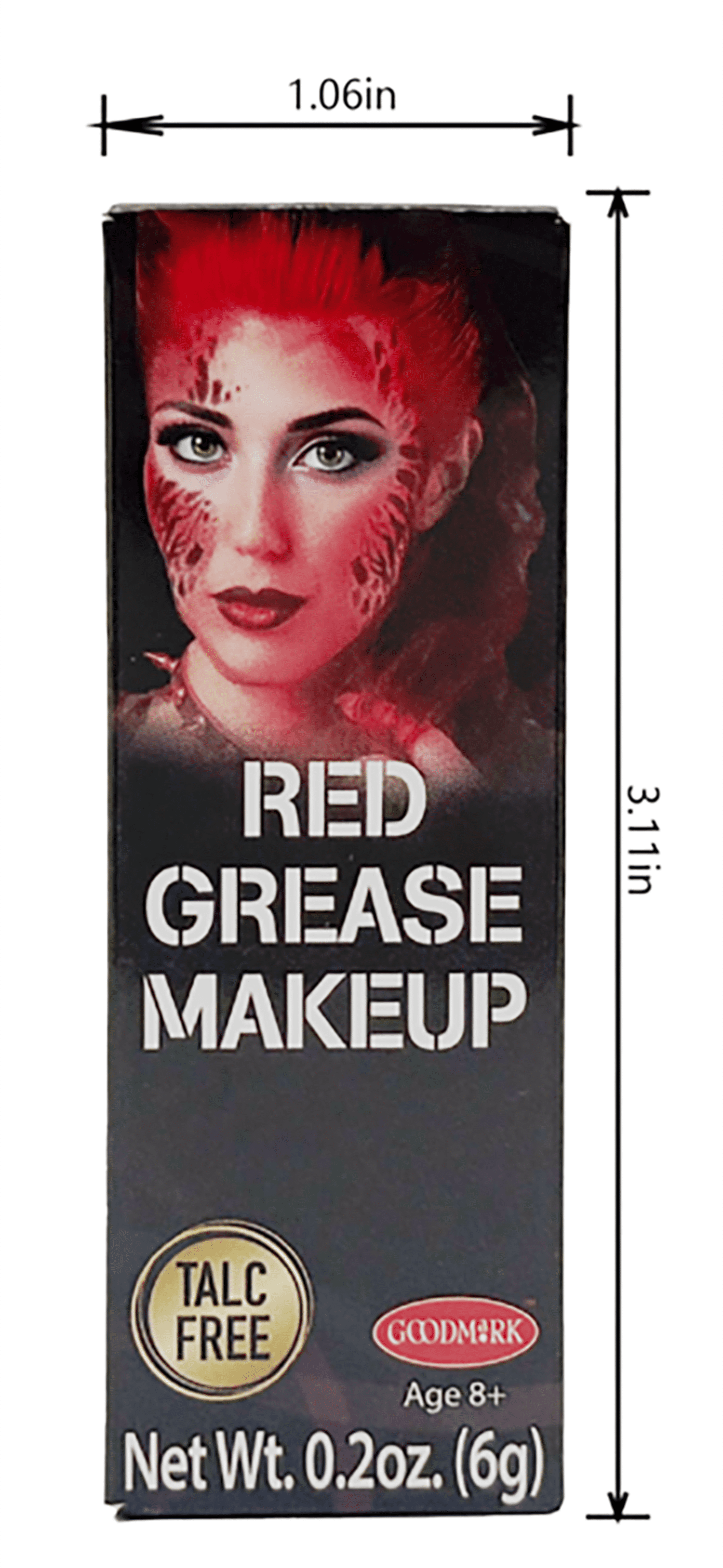 Grease Makeup, Red, 0.2oz, Halloween Make-Up for Adults by Goodmark