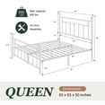 thumbnail image 7 of Amolife Queen Bed Frame, Metal Platform Bed Frame with Vintage Pattern Headboard, White, 7 of 7