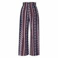 thumbnail image 5 of Tnhcen Women's Retro Print Wide Leg Pants High Waisted Elastic Waistband Loose Fit Boho Style Stretchy Trousers S-2XL Casual Plus Size, 5 of 7