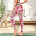 thumbnail image 3 of COEQINE Buttery Soft Yoga Pants for Women with Pockets Tummy Control Breathable High Waisted Running Workout Leggings Stretchy Hip Lift Tights, Strawberry Heart Flower Pink, M, 3 of 7
