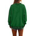 thumbnail image 4 of Women's Oversized Colorblock Crew Neck Sweatshirt Plaid Trim Patchwork Long Sleeve Loose Fit Pullover Top Cozy Featuring Playful Gingham Contrast Cuffs and Collar,Soft Casual Tunic Style. Green, 4 of 6
