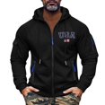 thumbnail image 3 of Men's Flag Print Zip Up Hoodie with Arm Pocket, Casual Cardigan Style Sweatshirt, Large Size Fleece Jacket for Memorial Day, Christmas, Outdoor and Lounge,Multicolor,L, 3 of 5