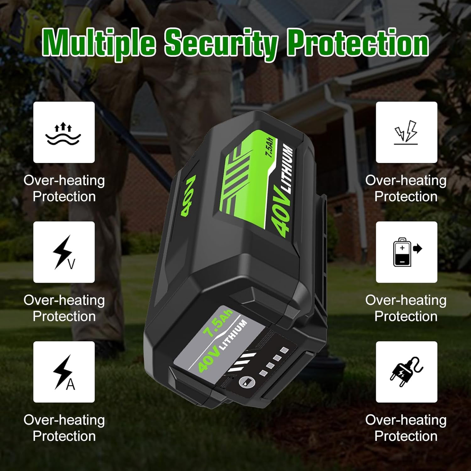 7500mAh High Capacity OP4026 Replacement Battery Compatible with Ryobi 40V Battery Lithium OP4050A OP40601 OP4040 OP4030 OP4050 OP40261 OP40201 OP40401 Cordless Tools with LED Indicator (2 PACK)