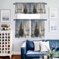 thumbnail image 2 of Christmas Kitchen Curtains Sets for Windows 24 Inch Length, Xmas Tree Bear Oil Painting Rod Pocket Window Treatments Tier Curtains and Valances Set for Bedroom/Bathroom, 2 of 8