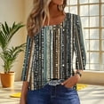 thumbnail image 2 of CYMMPU 3/4 Sleeve Button up Crew Neck Blouses for Women Dressy Casual Fall Fashion Shirts Loose Fit Spring Tops Floral Printed Tunic Tops Plus Size Blouse Gray XXL, 2 of 7