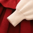 thumbnail image 5 of Odeerbi Toddler Girls Fall Winter Long Sleeve Sweater Dress Bow Ruffle Rib Knit Cotton Dress 1-8 Years Cute Lace Patchwork Round Neck Dress Toddler Clothes Red, 5 of 9
