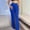 *Blue, variant on Women's High Waisted Bootcut Pants, Solid Color Casual Trousers with Elastic Stretch Waist Blue,Womens Plus L